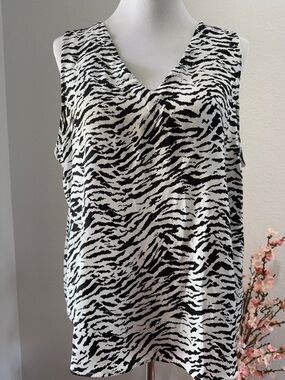 Liverpool Black and White Animal Print Tank Top